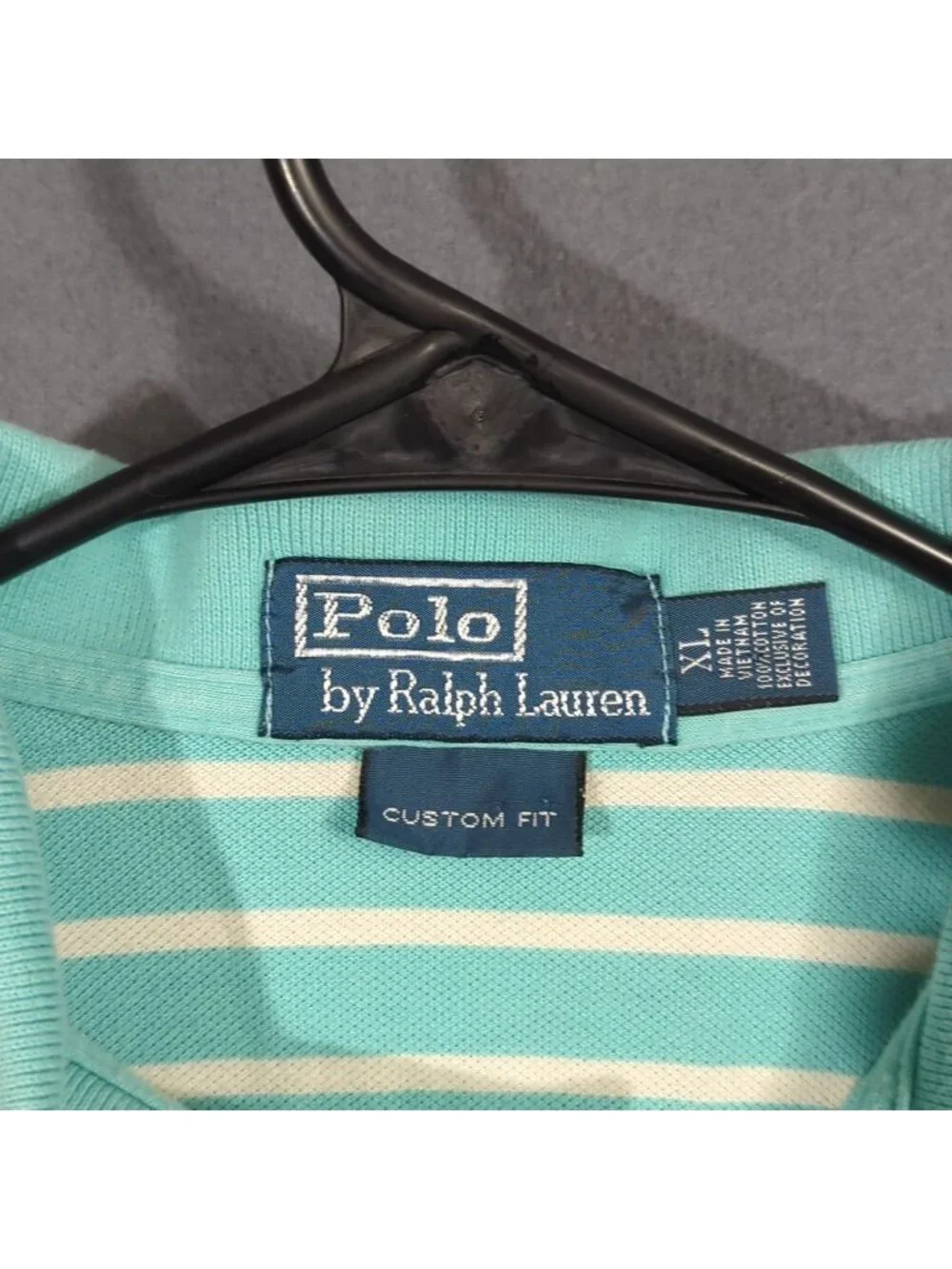 Polo Ralph Lauren Shirt Men's XL (Fits Like M) Blue Striped Short Sleeve Preppy